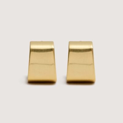 Viktoria & Woods V&W Block Hoops — 18K BRUSHED GOLD - Image 1