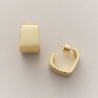 Viktoria & Woods V&W Block Hoops — 18K BRUSHED GOLD - Image 2