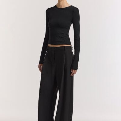 Viktoria & Woods Woods Rib Longsleeve Tee — BLACK - Image 1