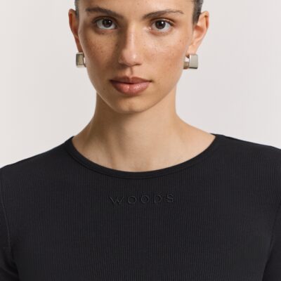 Viktoria & Woods Woods Rib Longsleeve Tee — BLACK - Image 2