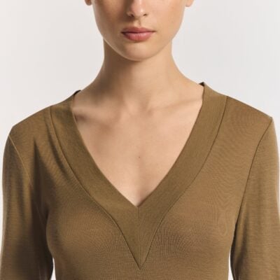 Viktoria & Woods Lotus Merino Top — KHAKI - Image 2