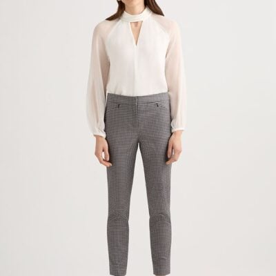 David Lawrence Sarah Dogtooth Cotton Pant