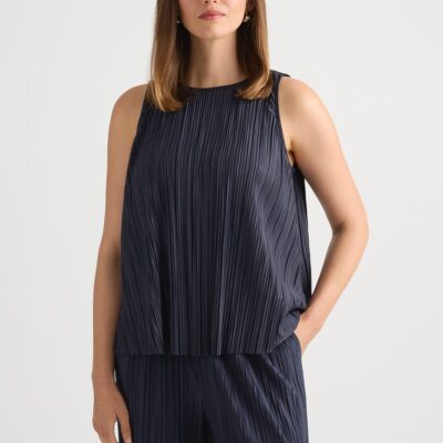 David Lawrence Tauri Pleat Jersey Top