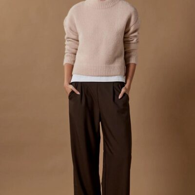 Among the Brave Instinctive Dark Chocolate Wide Leg Elastic Back Pants