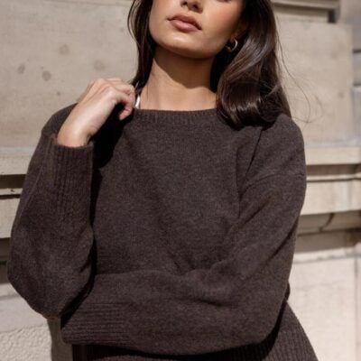 Among the Brave Veracious Chocolate Crewneck Relaxed Jumper