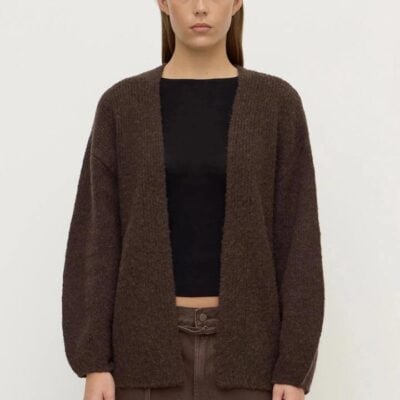 Assembly Label Ariel Dark Choc Wool Blend Cardigan