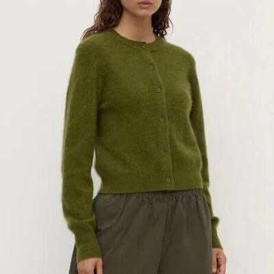 Assembly Label Carina Grove Green Merino Wool Cardigan