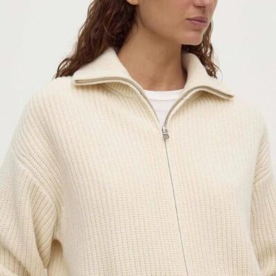 Assembly Label Kaia Antique White Wool Zip Sweater