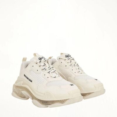 Balenciaga Triple S Clear Sole Sneakers in Light Beige / 34