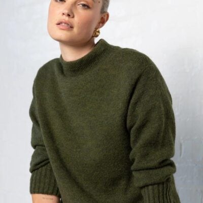 By Rosa. Huddle Khaki High Neck Knit Jumper