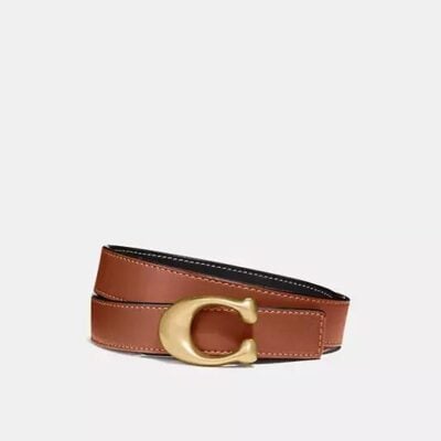 Coach Women's C Hardware Reversible Belt, 25 MM in Brass | Leather