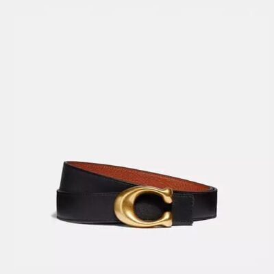 Coach Women's C Hardware Reversible Belt, 32 MM in Brass | Leather