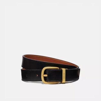 Coach Women's Harness Buckle Reversible Belt, 25 MM in Brass | Leather