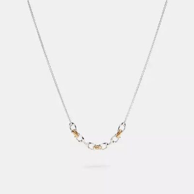 Coach Women's Linked Signature Necklace in Silver/gold | Metal