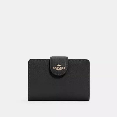 Coach Women's Medium Corner Zip Wallet in Gold/black | Leather