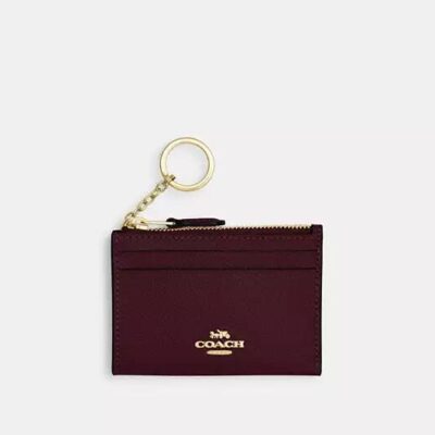Coach Women's Mini Skinny ID Case in Gold/dark Wine | Leather