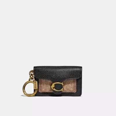 Coach Women's Mini Tabby Bag Charm in Signature Canvas in Brass/black | Leather
