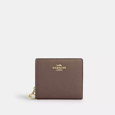 Coach Women's Snap Wallet in Gold/dark Stone | Leather