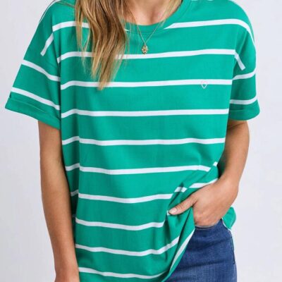 Elm Halli Short Sleeve Tee — Pink Lemonade/peach Stripe