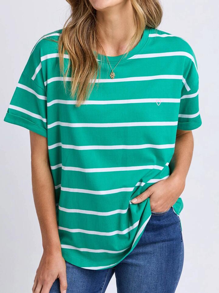 Elm Halli Short Sleeve Tee — Pink Lemonade/peach Stripe