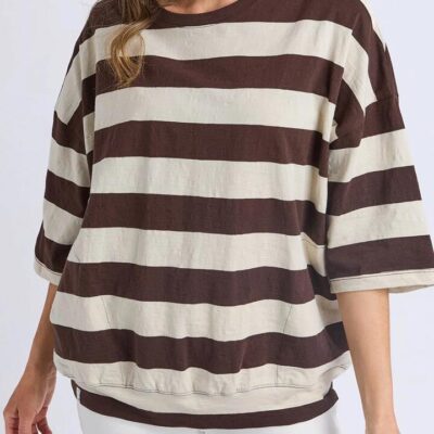 Elm Mazie Block Stripe Sweat — Azure Blue/peach