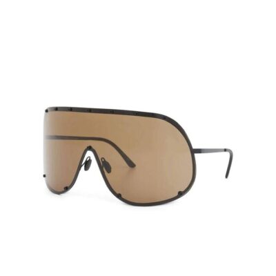 Rick Owens Oversized Shield Sunglasses in Brown / Os