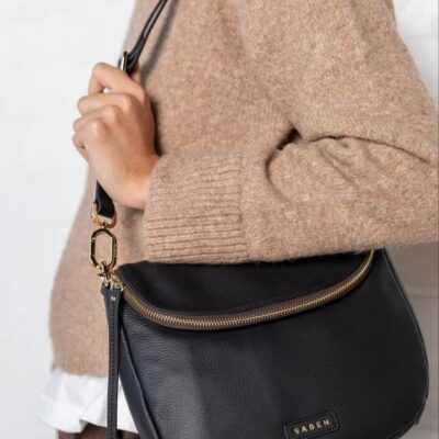 Saben Frankie Fold Over Black Shoulder Bag