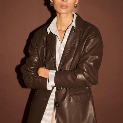 Staple the Label Freja Chocolate Vegan Leather Jacket