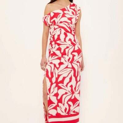 Staple the Label Serata Red Floral Off Shoulder MIDI Dress