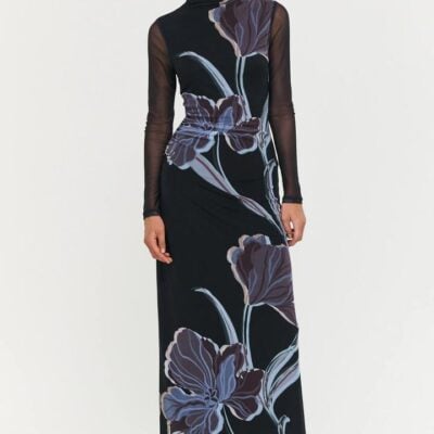 Staple the Label Stas Midnight Floral Black Ls Mesh Maxi Dress
