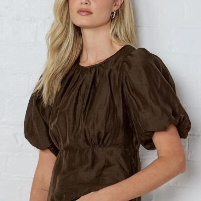 Stories Be Told Finali Chocolate Puff Short Sleeve Top