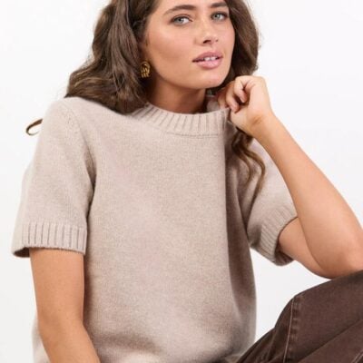 Stories Be Told Goddess Oat Wool Cashmere Knit Tee