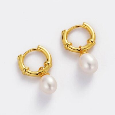 Zafino Tessa Pearl Hoop — Gold