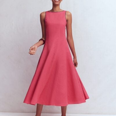 Boden Annet Linen Blend Midi Dress
