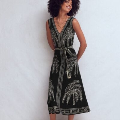 Boden V Neck Jacquard Dress