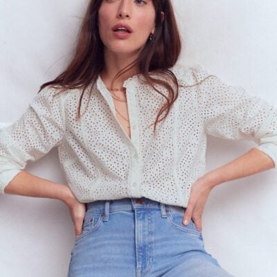 Boden Rhea Trim Insert Broderie Top