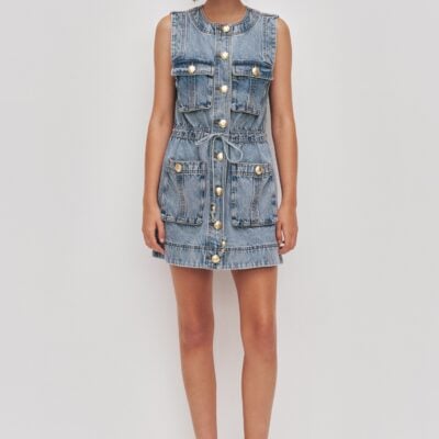 Aje Goldie Denim Mini Dress — OCEAN WASH