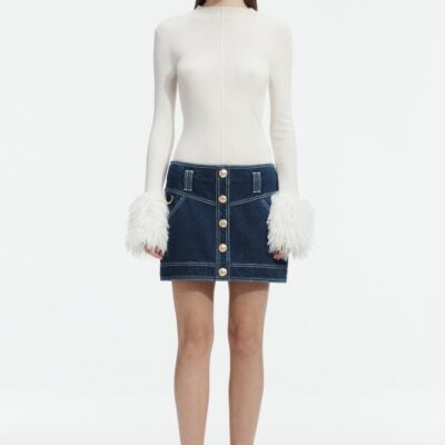 Aje Rylee Denim Mini Skirt - Image 1