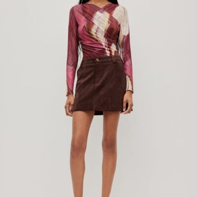 Aje Philo Vegan Suede Mini Skirt - Image 1