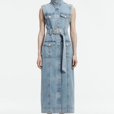 Aje Lyra Denim Midi Dress - Image 1