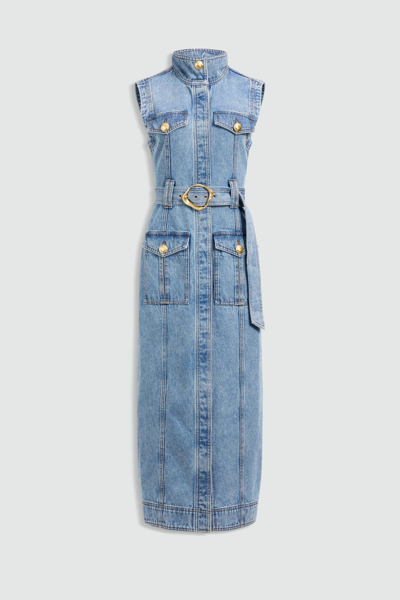 MNAJE090826191140274_2 Aje Lyra Denim Midi Dress - Image 2