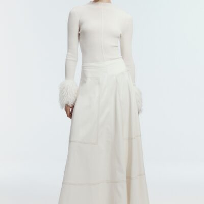 Aje Lotus Vegan Leather Midi Skirt - Image 1