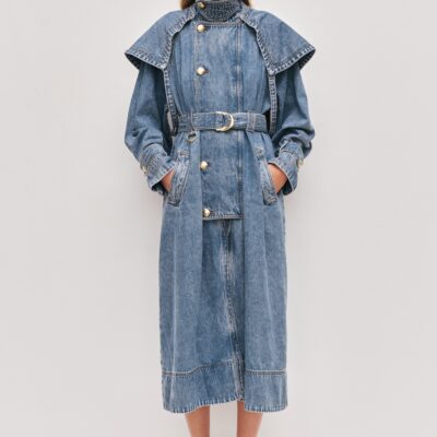 Aje Lorraine Denim Trench Coat - Image 1