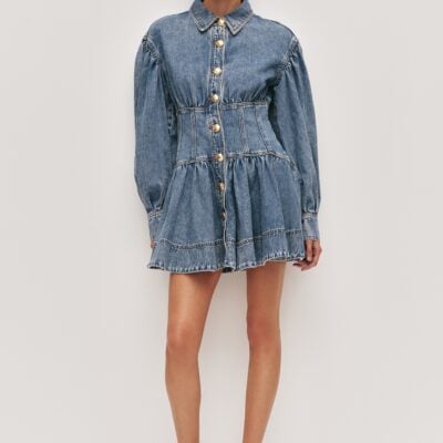 Aje Lorraine Denim Mini Dress - Image 1