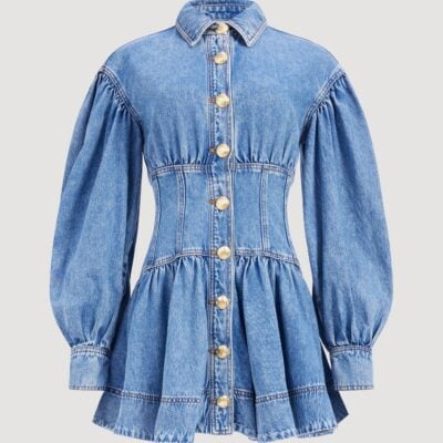 Aje Lorraine Denim Mini Dress - Image 2
