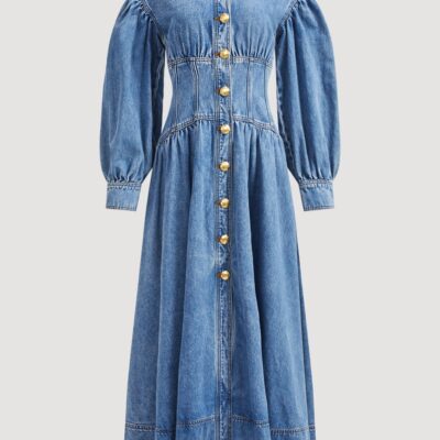 Aje Lorraine Denim Midi Dress - Image 2
