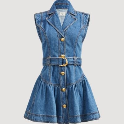 Aje Liliana Belted Denim Mini Dress - Image 2