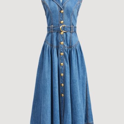 Aje Liliana Belted Denim Midi Dress - Image 2