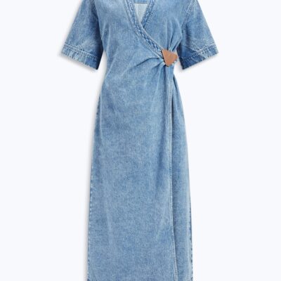 Aje Kendall Denim Wrap Midi Dress - Image 2