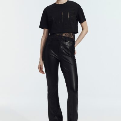 Aje Kayla Lace Underlay Crop Tee - Image 1
